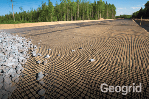 Geogrid for dirt road stabilization