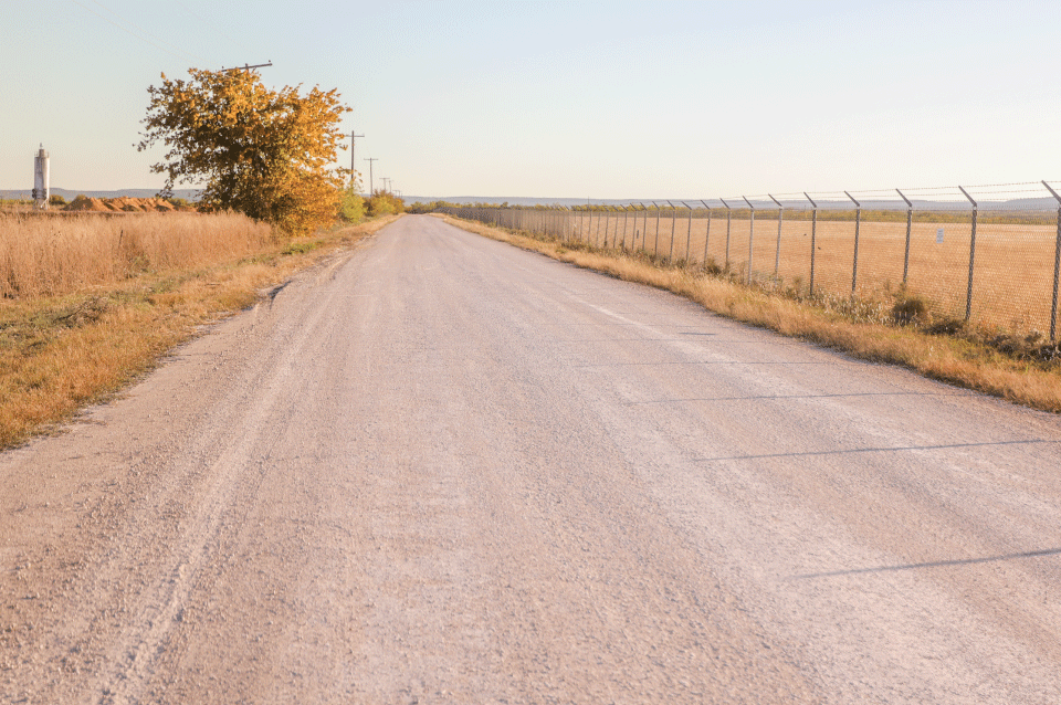 Unpaved dirt road that could see renewable energy utility traffic