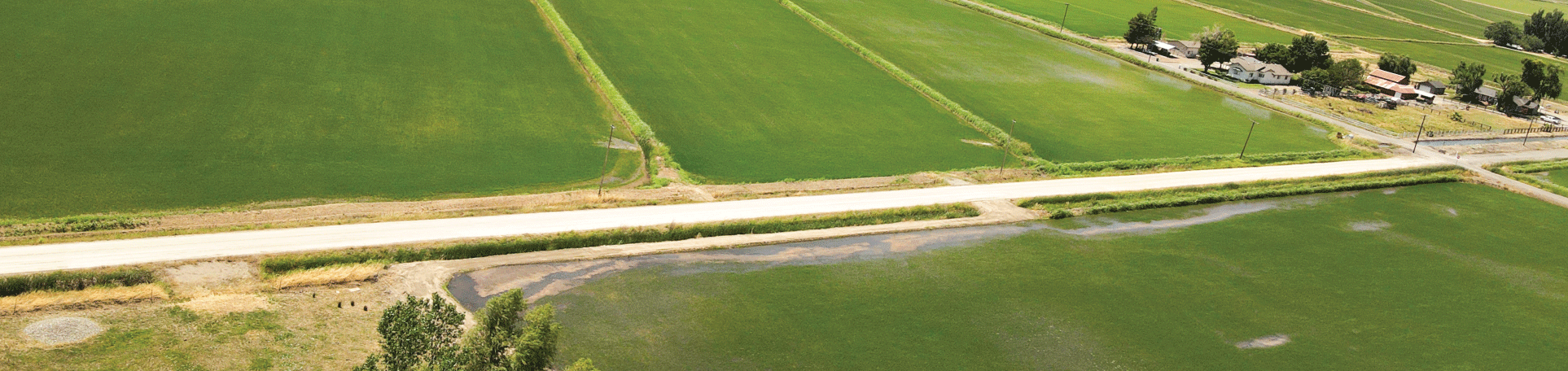 Aerial photo of county roads in an agricultural landscape